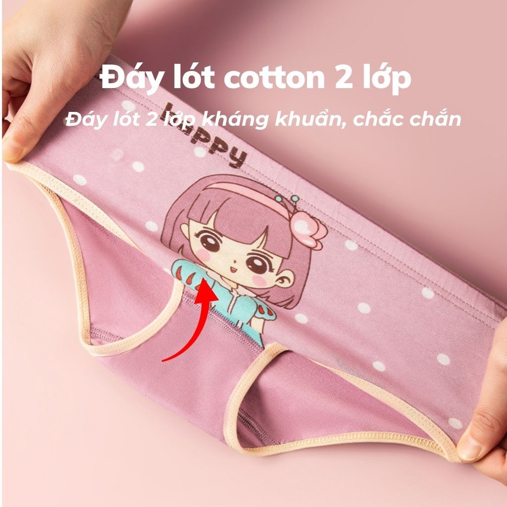 Combo 4 Quần lót bé gái dễ thương thoáng mát - Set 4 Quần chip cho bé xinh xắn đáng yêu LANIXA L7002