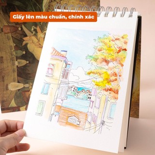 Sổ Vẽ Đa Chất Liệu Global Art 230GSM  Không Kỵ Tẩy Sổ Sketch 30 Tờ Ăn Chì,  Sổ Vẽ Màu Nước Mặt Vân Và Mặt Mịn