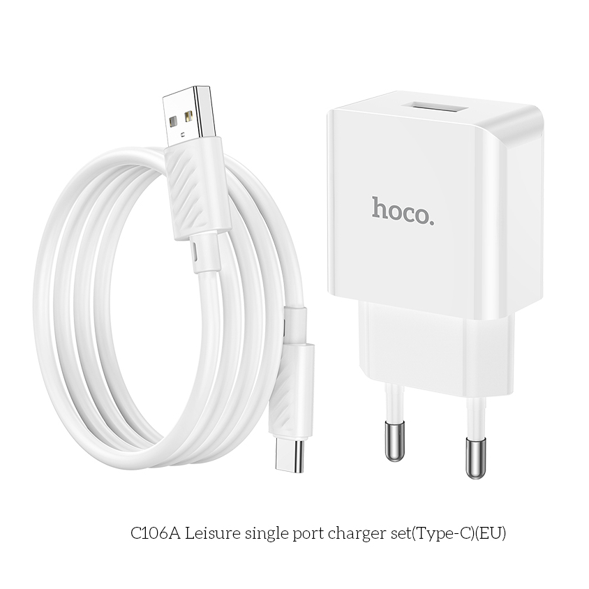 Bộ Sạc Nhanh Hoco C106A cho SS, Op, XM – Cổng USB to Type-C 10.5W, An Toàn, Ổn Định
