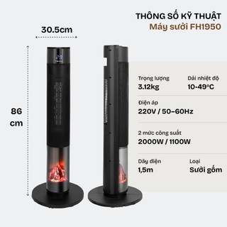 Quạt Sưởi Gốm Fujihome FH1950 – Bảo Vệ Quá Nhiệt, Cảm Biến Nghiêng An Toàn