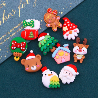 Bộ 14 Sticker, Charm 3D chủ đề Noel nhám DIY nhựa cứng gắn Dép, Dép Sục, Cá Sấu Mita JB-03