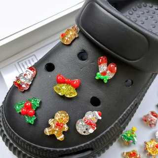 Bộ 16 Sticker, Charm 3D chủ đề Noel lấp lánh DIY gắn Dép Sục, Cá Sấu JB-241 Mita