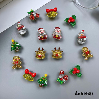 Bộ 16 Sticker, Charm 3D chủ đề Noel lấp lánh DIY gắn Dép Sục, Cá Sấu JB-241 Mita