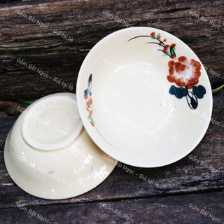 Tô Gốm Loe (Tô Lỡ) 18cm Vẽ Hoa/Gà Xưa/Phết/Chỉ Xah Loại Đẹp Lòng Không Chấm Chân - Gốm Xưa Lái Thiêu Cho Người Hoài Niệm