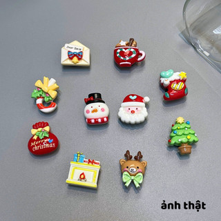 Bộ 10 Sticker, Charm 3D chủ đề SANTA  DIY gắn Dép Sục, Cá Sấu JB-291 Mita