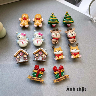 Set 14 Sticker, Charm 3D chủ đề Giáng sinh gắn Dép Sục, Cá Sấu JB-264 Mita