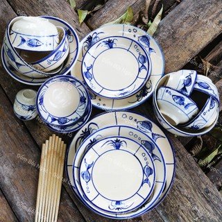 Dĩa Gốm Cao Cấp Vẽ Cá Xưa Tròn/Chữ Nhật Nhiều Kích Thước Từ 16cm Đến 25cm - Gốm Xưa Lái Thiêu Cho Người Hoài Niệm
