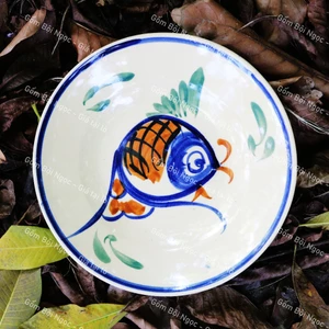 Dĩa Gốm Vẽ Cá Rồng Cổ Xưa Size Trung Đường Kính 18.5cm - Gốm Xưa Lái Thiêu Cho Người Hoài Niệm - Gốm Nam Bộ