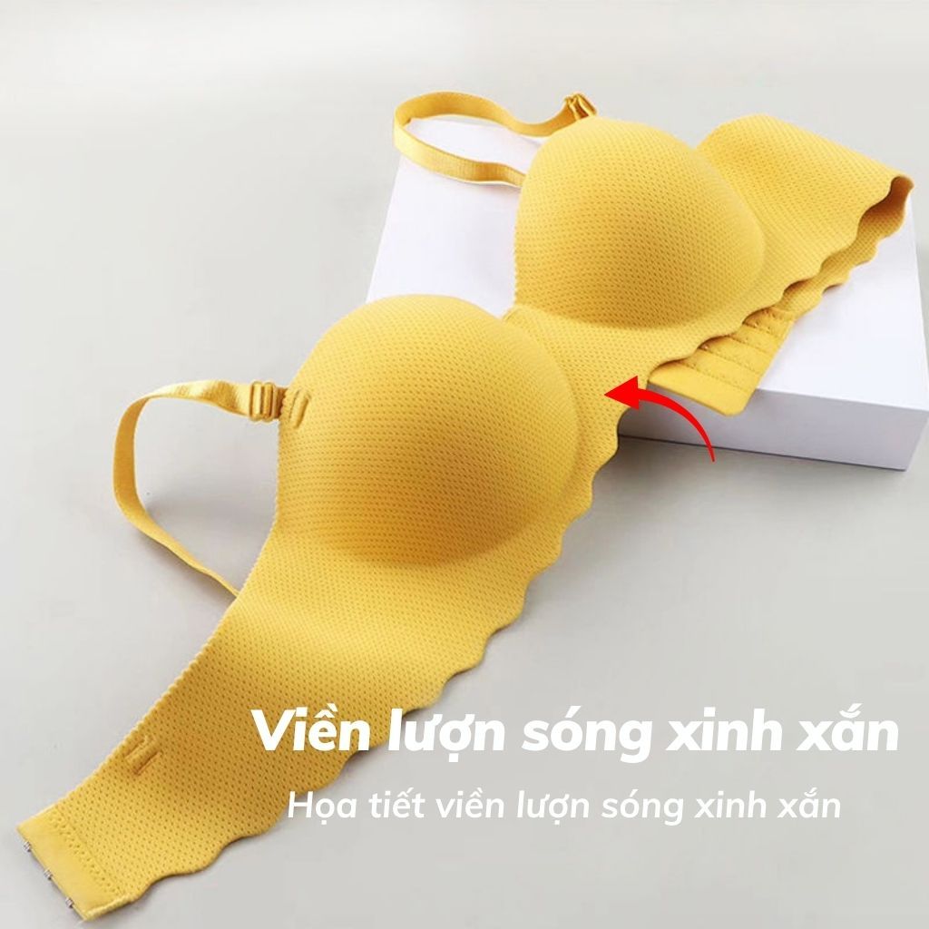 Áo ngực nữ không gọng đúc su mềm mại cao cấp đệm mút bàn tay nâng ngực tạo khe sexy LANIXA A489