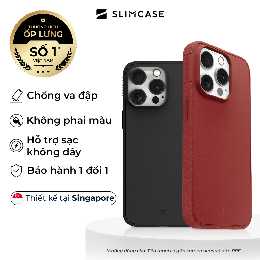 Ốp lưng iPhone 15 Pro Max / 15 Pro / 15 Plus / 15 SLIMCASE - Không ố vàng, hỗ trợ sạc không dây, siêu mỏng