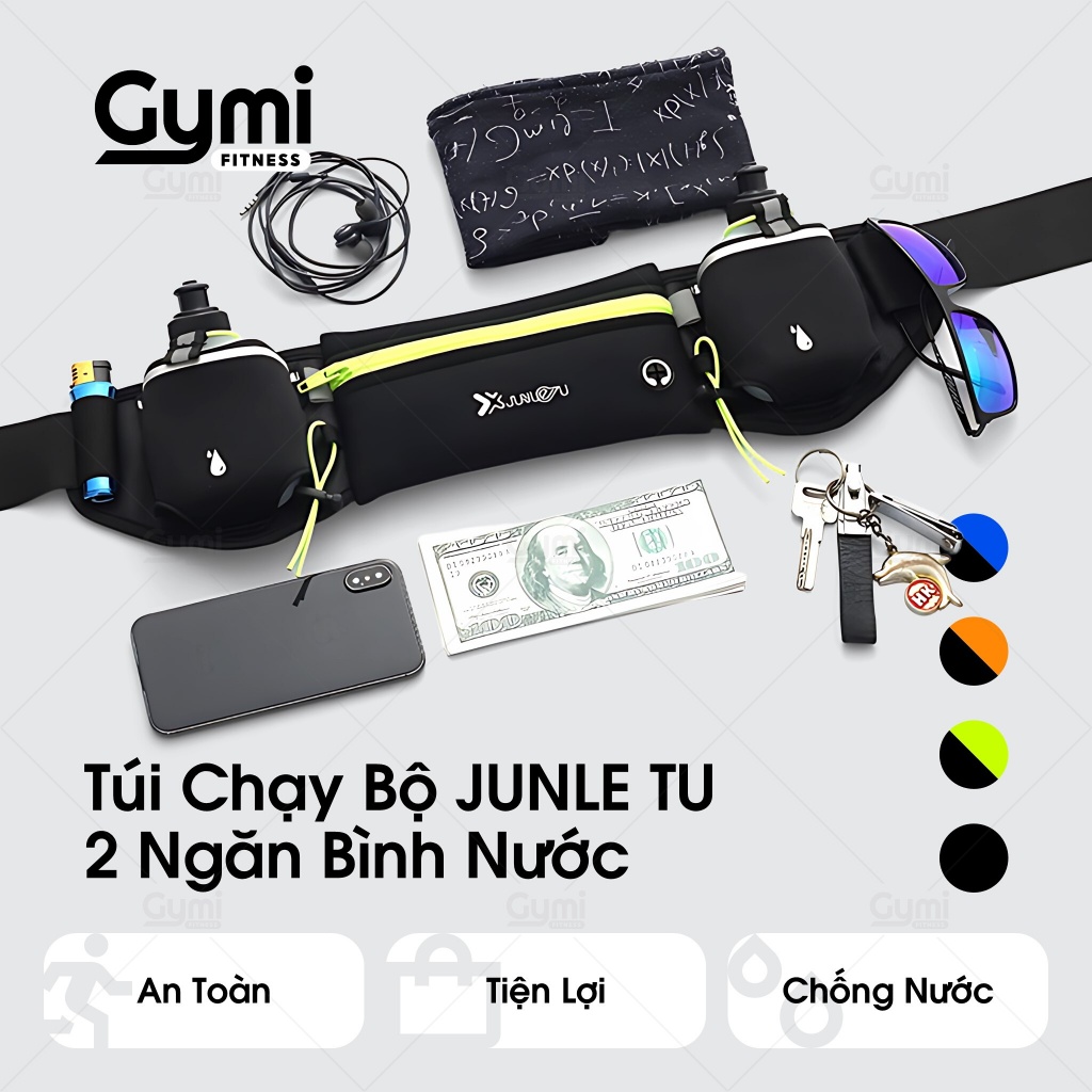 Túi Chạy Bộ Ngăn Đựng 2 Bình Nước - Túi Đeo Bụng Thể Thao, Điện Thoại Nam Nữ - TĐE02-2BN