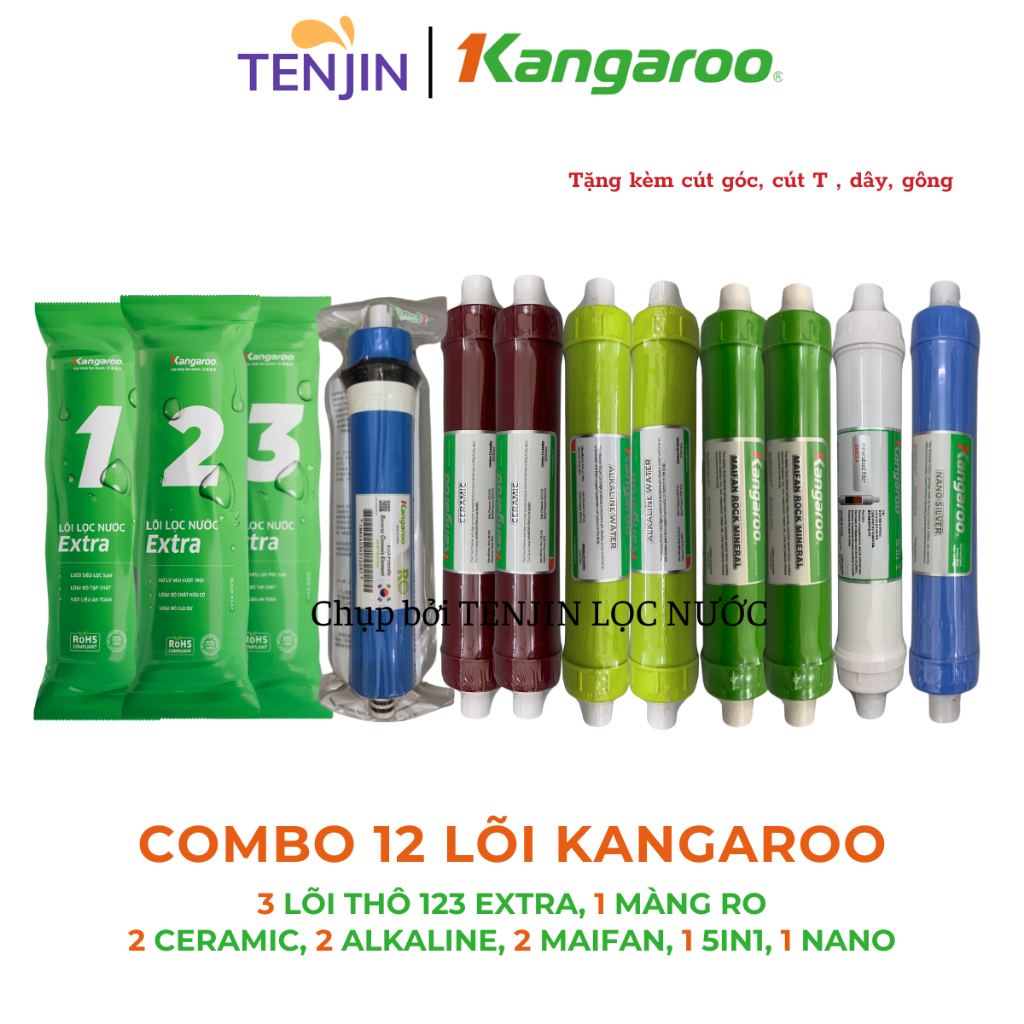 Combo 12 lõi lọc Kangaroo dùng cho máy lọc nước RO Kangaroo Sumire KG12NA - Hàng chính hãng, Lõi Cắm Nhanh Mới Nhất