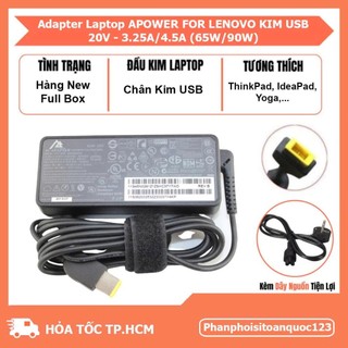 Sạc Laptop APOWER For Lenovo 20V – 3.25A/4.5A (Chân USB) – Adapter Tương Thích Laptop Lenovo