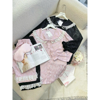 𝗛𝗮̀𝗻𝗴 𝗰𝗵𝗶́𝗻𝗵 𝗵𝗮̃𝗻𝗴 Set Đồ Ngủ mặc nhà Pyjama gấm vân chìm phối ren form rộng- ON WORKSHOP