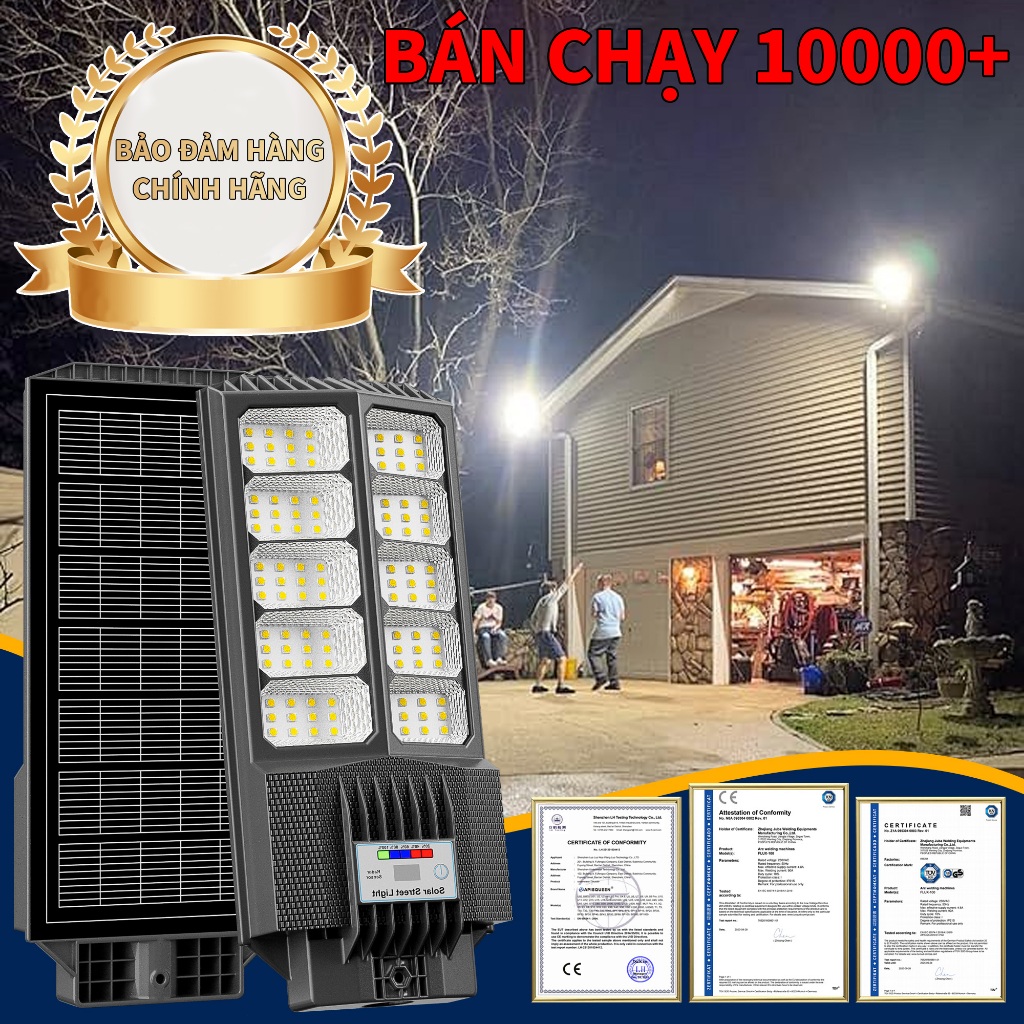 Đèn năng lượng mặt trời 5000W đèn sân vườn Tuổi thọ pin lâu dài Nạp điện nhanh chóng Chống thấm ngoài trờ