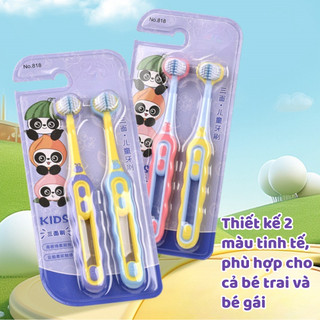 Combo 2c Bàn Chải Đánh Răng Cho Bé 3-12 tuổi, Bàn Chải Đánh Răng Trẻ Em Lông Mềm Dễ Thương Luxhome