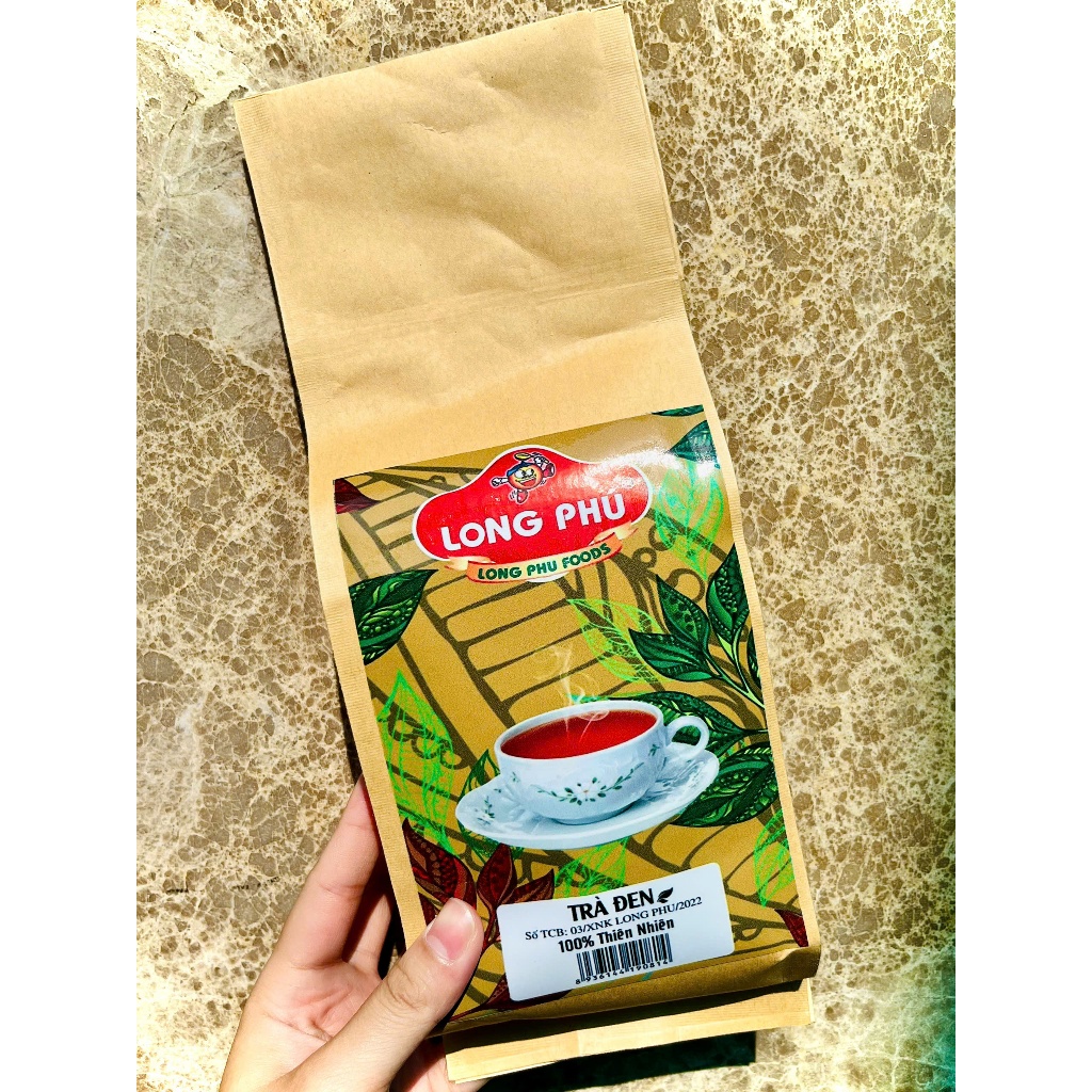 Trà Đen Túi Nâu Long Phú Gói 200g - Nguyên Liệu Trà Sữa, Nước Trà, Thơm Lâu, Đậm Vị