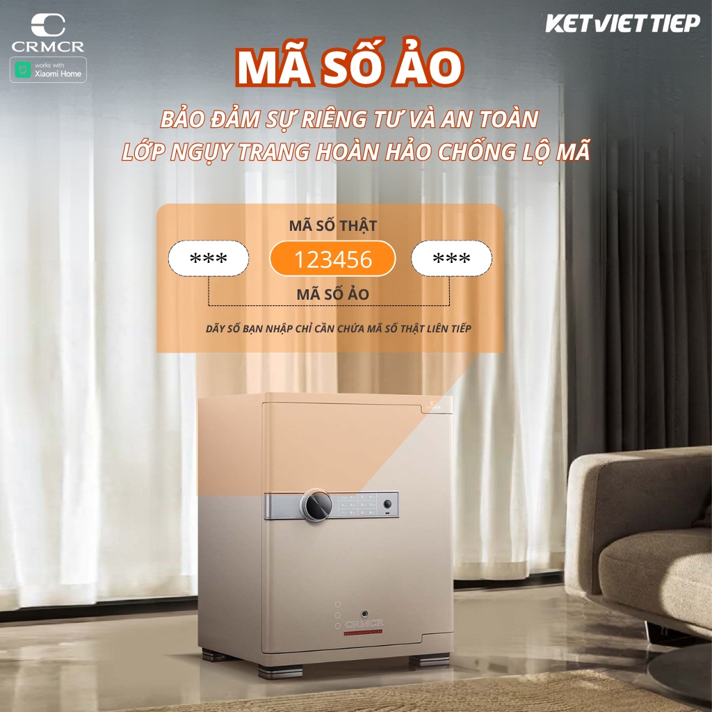 [BH 6 NĂM] Két Sắt Xiaomi CRMCR 45JB Nặng 56KG Chống Cháy Kết Nối APP Xiaomi Home