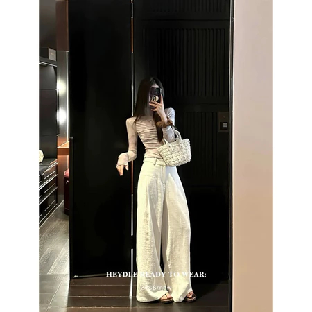 [Peinn]QUẦN LINEN ỐNG SIÊU RỘNG DÀI 105CM CHẤT LIỆU LINEN BAMBOO CAO CẤP  SIÊU ĐẸP PHONG CÁCH  HÀN QUỐC DỄ MIX ĐỒ