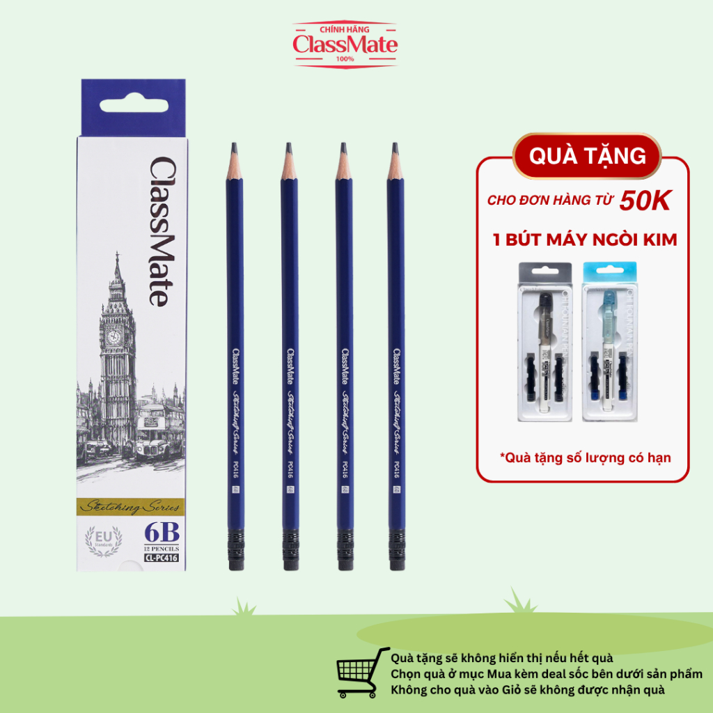 Hộp 12 Bút Chì Gỗ Có Tẩy 6B CLASSMATE Nét Bút Mịn Chì Mềm Êm Tay, Dùng ...