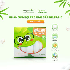 Khăn Sữa Sợi Tre Mềm Mại Thấm Hút Hạn Chế Co Rút Sau Khi Giặt Dr.Papie (5 khăn/hộp)