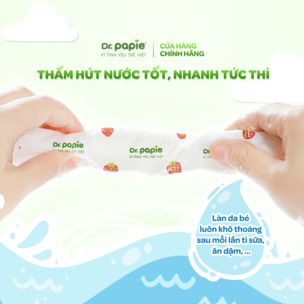 Khăn Sữa Sợi Tre Mềm Mại Thấm Hút Hạn Chế Co Rút Sau Khi Giặt Dr.Papie (5 khăn/hộp)