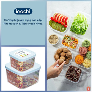 Hộp thực phẩm vuông Hokkaido Inochi - kháng khuẩn chịu nhiệt cao, dùng trữ thực phẩm khô tươi sống tiện lợi