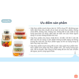 Hộp thực phẩm vuông Hokkaido Inochi - kháng khuẩn chịu nhiệt cao, dùng trữ thực phẩm khô tươi sống tiện lợi