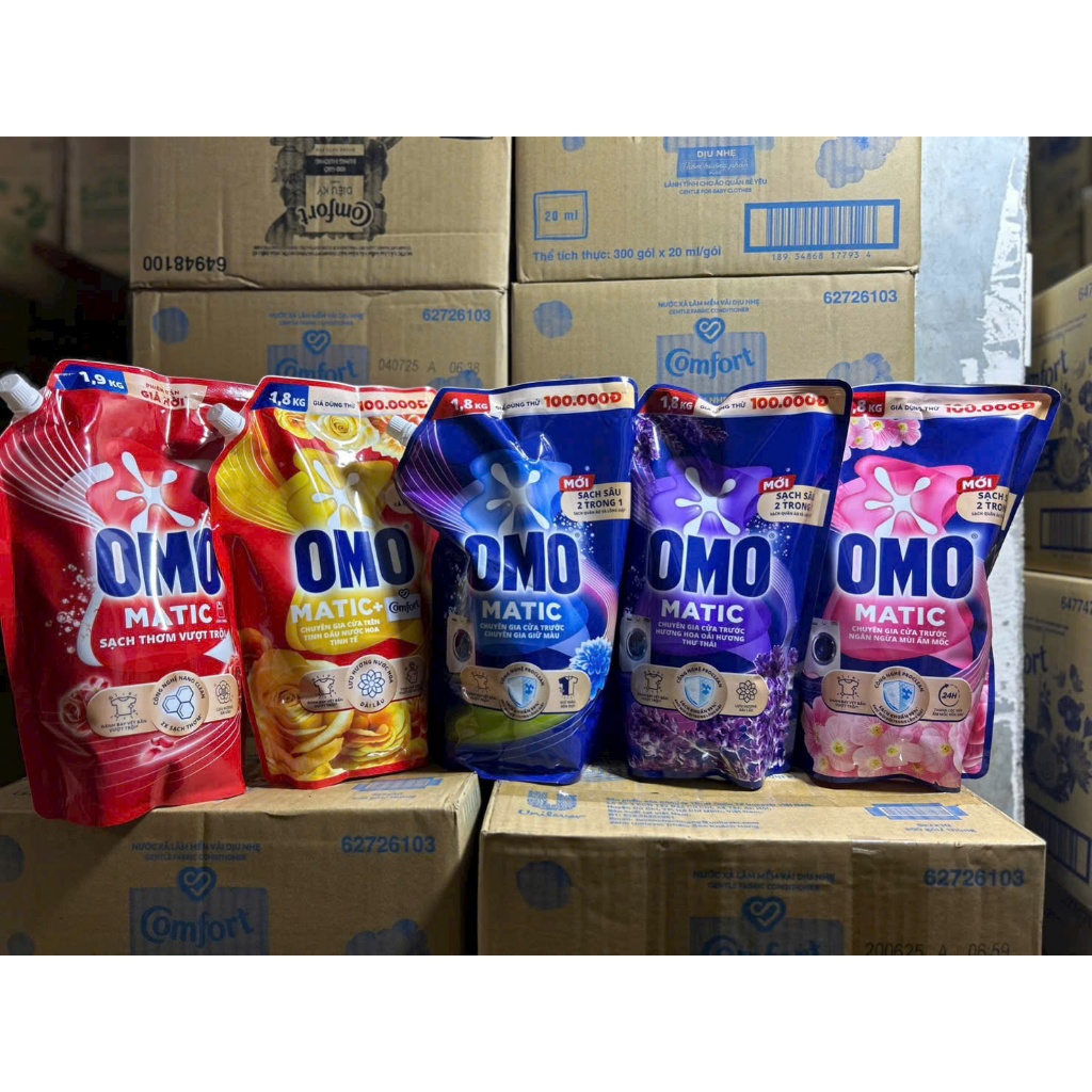 Nước giặt Omo 1.8kg ,2kg cho máy giặt cửa trên / cửa trước dạng túi có nắp giá rẻ và siêu tiết kiệm.
