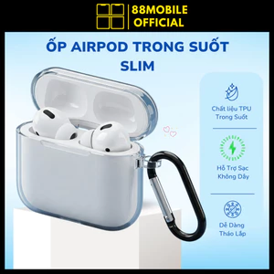 Vỏ Ốp Aipod Pro 3 Trong Suốt Slim dành cho tai nghe 1/2/3/4/Pro/Pro 2/Pro 3 I 88Mobile