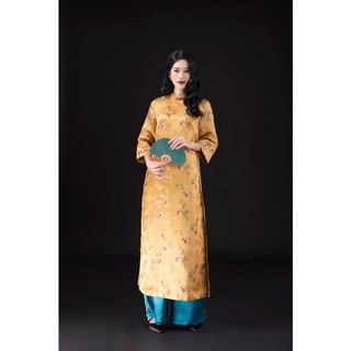 SWANLAKE | Áo Dài Tết Cách Tân Nữ Nguyệt Gấm Cao Cấp Cổ Trụ Tay Lỡ Dáng Suông Truyền Thống L13080