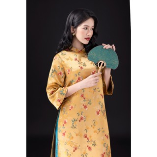 SWANLAKE | Áo Dài Tết Cách Tân Nữ Vải Gấm Cao Cấp Cổ Trụ Tay Lỡ Dáng Suông Truyền Thống L13080