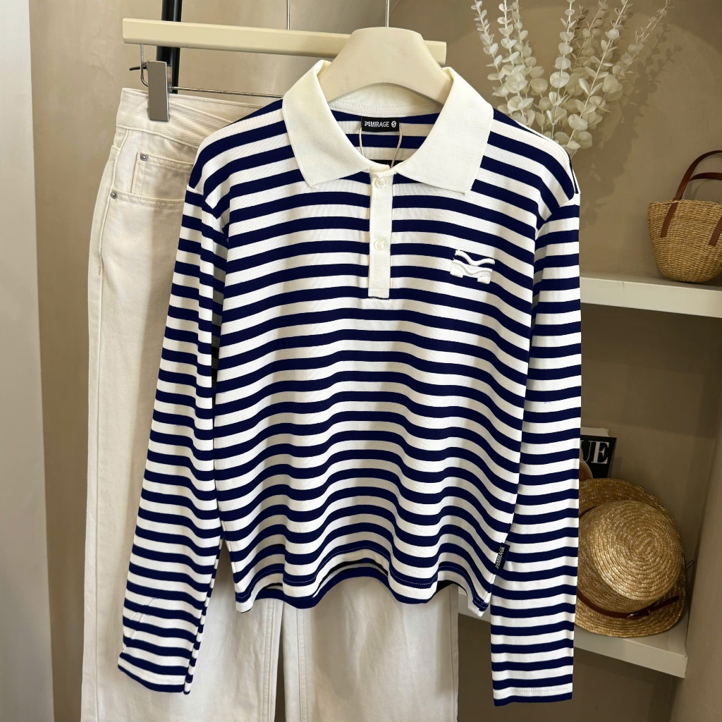 Áo Tay Dài Mirage Sọc Màu Xanh Local Brand Chất Vải Mềm Mịn.