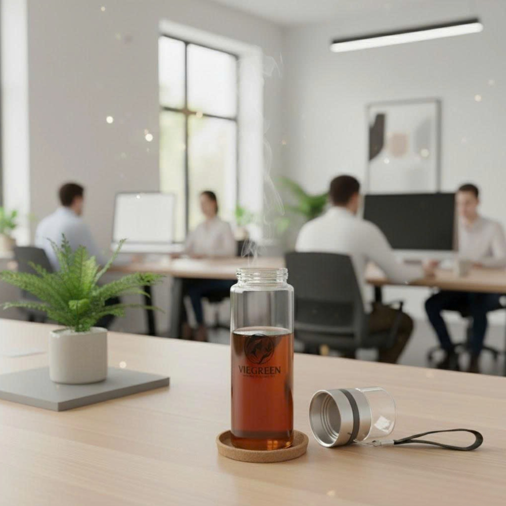 [QUÀ TẶNG - KHÔNG BÁN] Bình Đựng Trà Thuỷ Tinh + Hộp Thiếc Bảo Quản Sang Trọng + Gắp Gỗ Tiện Dụng