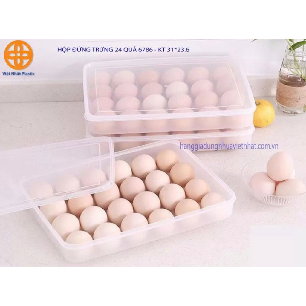 Hộp Đựng Trứng 24 Quả Có Nắp Đậy, Hộp Để Thực Phẩm Trong Tủ Lạnh Có Nắp Đậy Tiện Lợi  139
