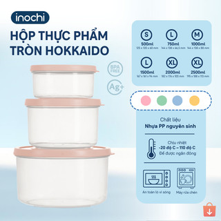 Hộp thực phẩm tròn Hokkaido Inochi - kháng khuẩn Ag+, chịu nhiệt cao, bảo quản đồ ăn tươi lâu tiện lợi