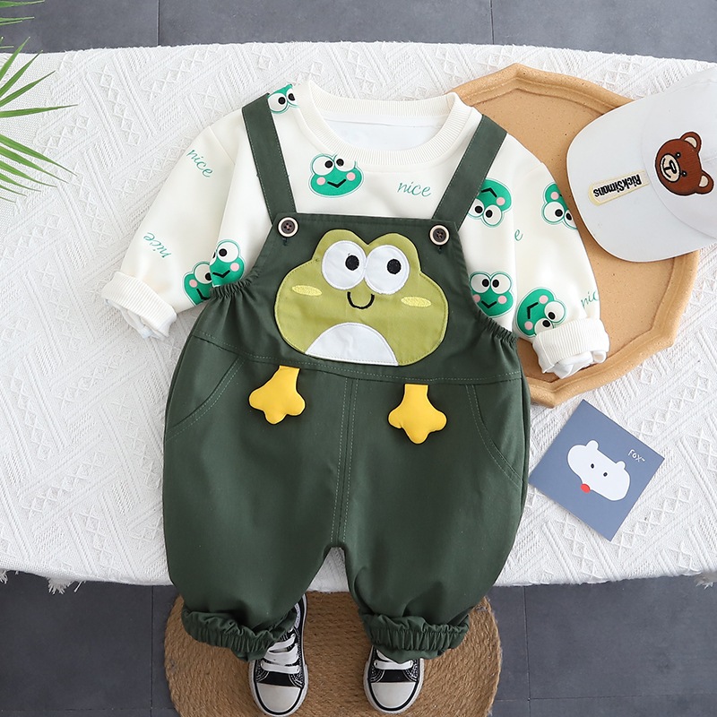 Set Thu Đông Áo Sweeter Tay Dài Quần Yếm Họa Tiết Ếch Bé Trai 1-5 Tuổi ...