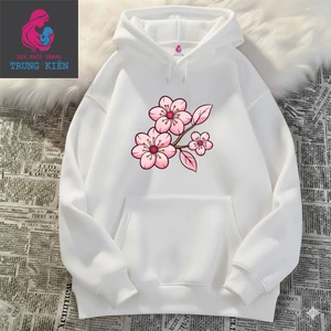Áo Hoodie Bé Gái Nỉ Cotton Mềm Mịn, Họa Tiết Cành Hoa Màu Hồng Đáng Yêu, Phong Cách Thu Đông (M 313)