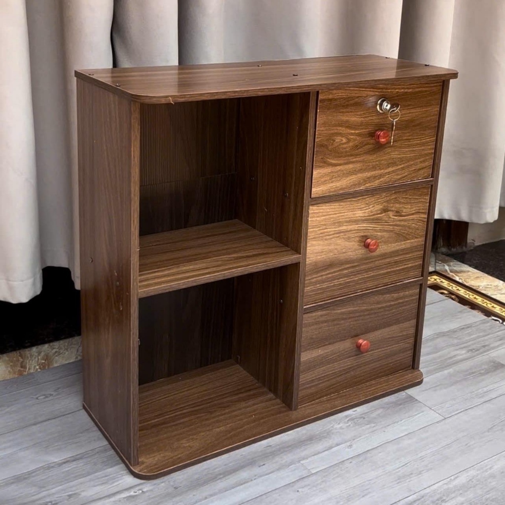 Tủ Đầu Giường 2 Ngăn Có Khóa Size Lớn – Tủ Mini Gỗ MDF Đựng Đồ Cá Nhân An Toàn 36x46x30cm
