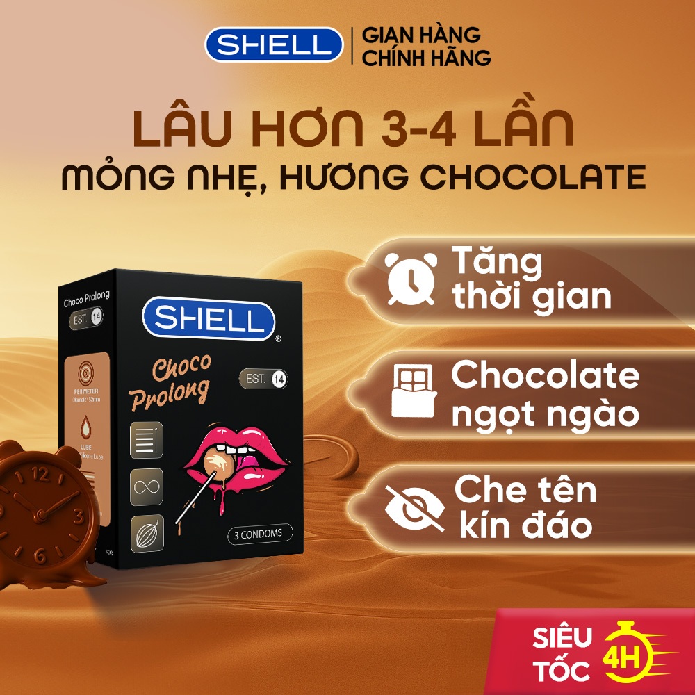 Bao cao su Shell Choco Prolong hương chocolate hộp 3 cái | Shopee Việt Nam