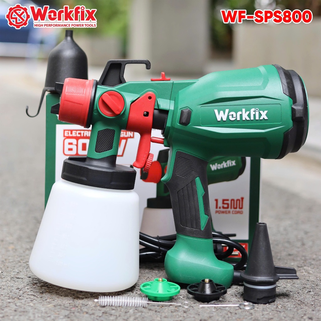 [NEW] Máy Phun Sơn điện Workfix 800ml WF-SPS800, Phun Sơn 600W Cực Mượt, Tặng 3 Béc Phun 1.0/ 1.5/ 2.2 mm