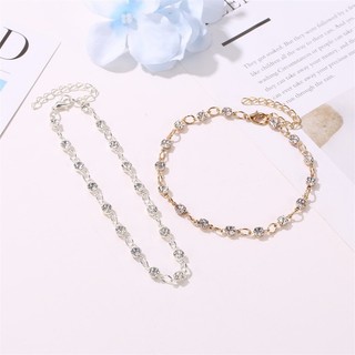 IK Lắc Chân Đính Đá Pha Lê Vòng Chân Trang Sức 2 Màu Bạc Vàng B144