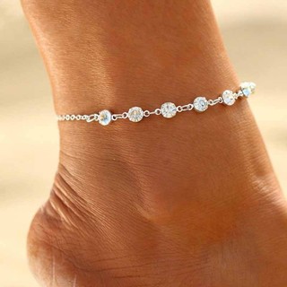 IK Lắc Chân Đính Đá Pha Lê Vòng Chân Trang Sức 2 Màu Bạc Vàng B144