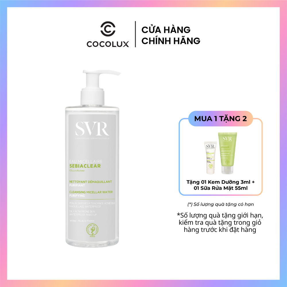 [Mua kèm deal sốc] Nước Tẩy Trang Cho Da Dầu Mụn SVR Sebiaclear Eau Micellaire 400ml Cocolux