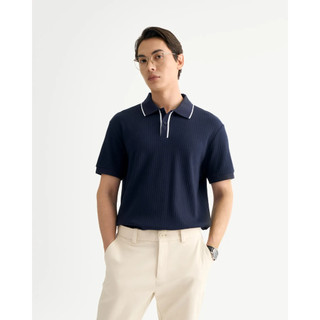 Áo Polo Nam Tay Bo Cổ Gài Nút Sọc Gân Phối Viền Form Fitted - ROUTINE 10F25POL016
