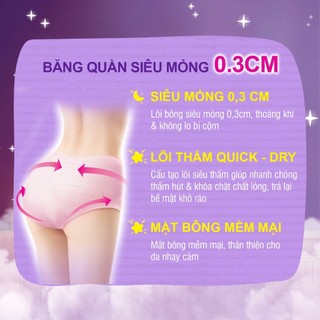 Combo 2 Băng vệ sinh nữ dạng quần Diana Comfy Night Mỏng Thoáng M-L 18 Miếng/Gói