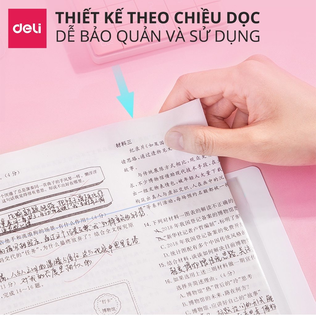 Bìa Lá Đựng Tài Liệu A4 Deli 30/40/60 Lá Màu Pastel Dễ Thương, Phù Hợp Học Sinh & Văn Phòng