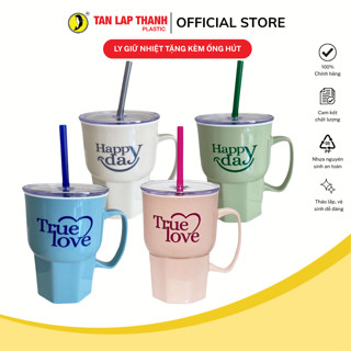 Ly giữ nhiệt True Love có quai 550ml Tân Lập Thành Sản phẩm chất lượng nhà nhà thịnh vượng, nhựa PP