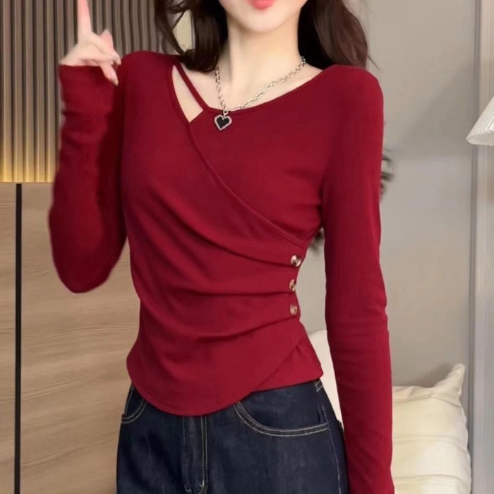 Áo Thun Tay Dài Nữ Ôm Eo MS537 ESHOP – Áo Kiểu Nữ Chất Thun Tăm Dày Dặn Co Giãn Bigsize 45-85kg