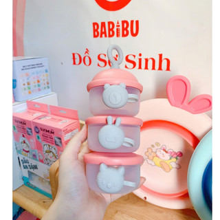 Hộp đựng sữa bột, đồ ăn dặm, hộp chia thức ăn 3 tầng tiện lợi cho bé khi đi chơi, đi du lịch